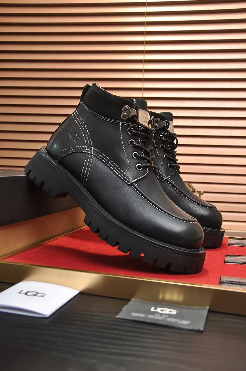 Men's shoes 💰640💶 [UGG] (full wool lining) top-end high-quality fur-in-one warm snow boots from Australia's warm luxury brand men's shoes, UGG-5877 official website synchronized, made of imported cowhide, carefully sewn...Imported rubber foam outsole (comfortable, soft, wear-resistant) The quality is really great...Exquisite workmanship, you can't put it down at first sight, available in sizes 39-44